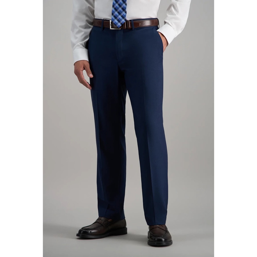 Haggar Mens Classic fit Dress Pants 40W 29L Straight Blue Solid Stretch F02310